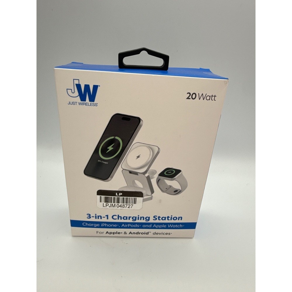 Just Wireless 3-in-1‎ Charging Station Unisex OS Silver New 20W Foldable Stand